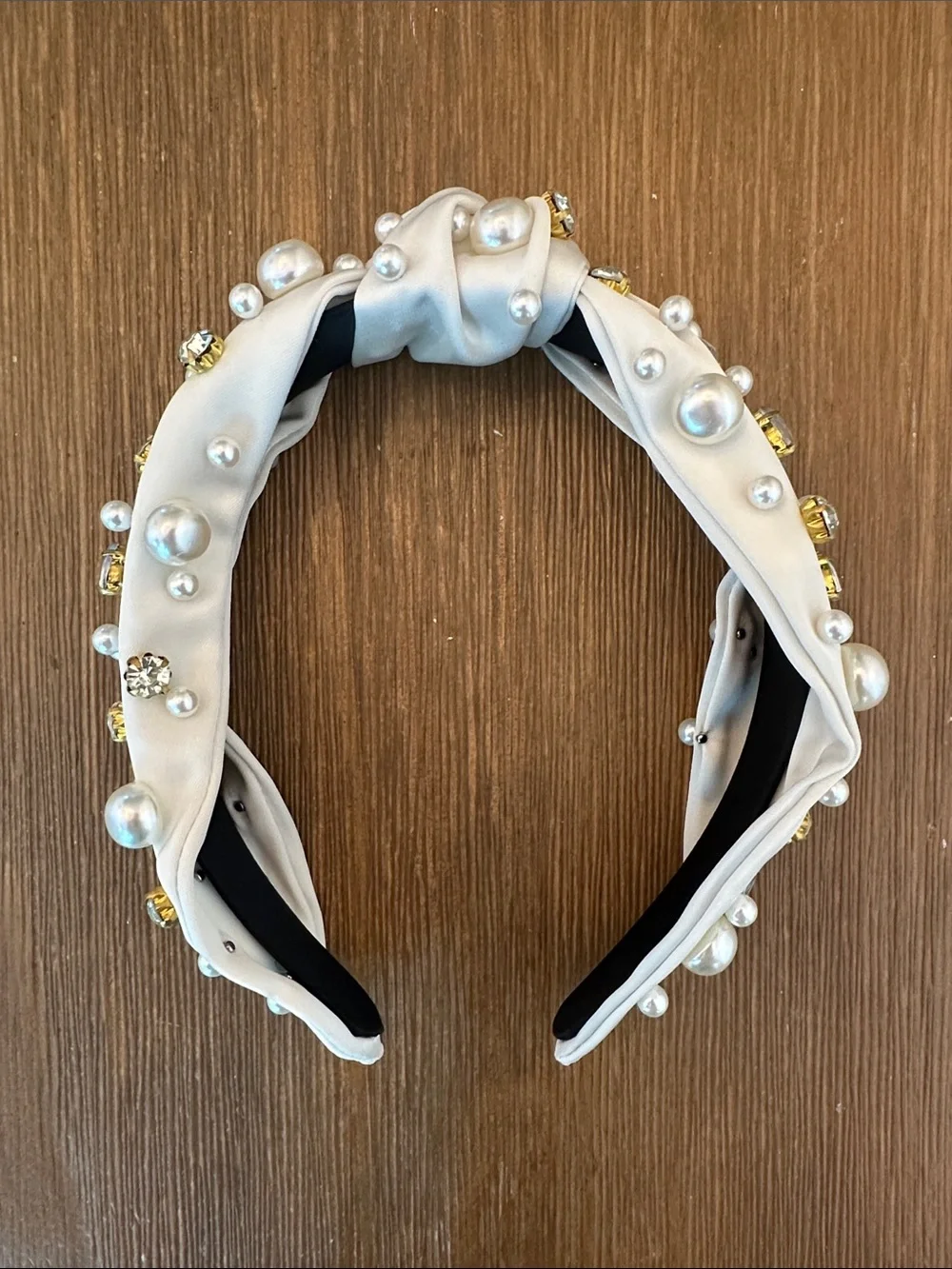 Embellished Pearl & Crystal Knotted Headband - Picture 2 of 4